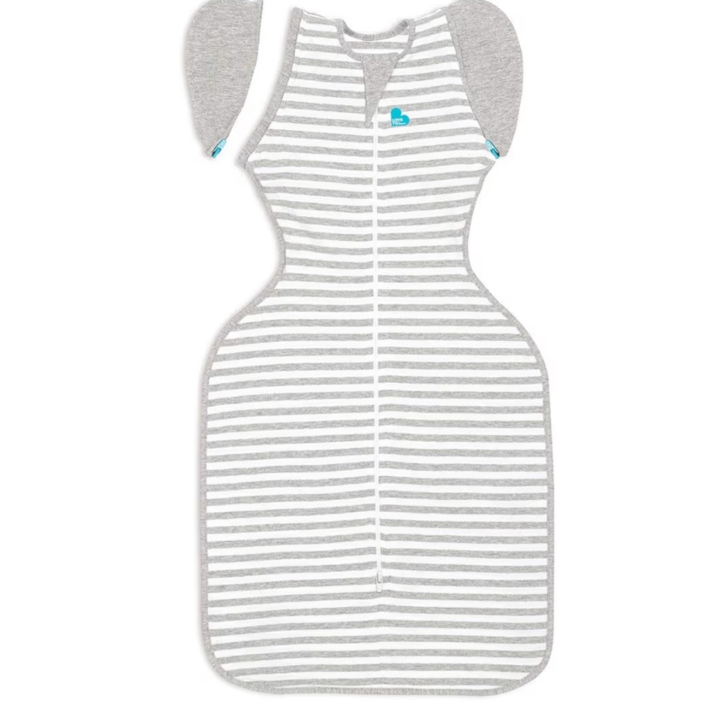 Love to Dream Gray and White Striped Sleep Sack